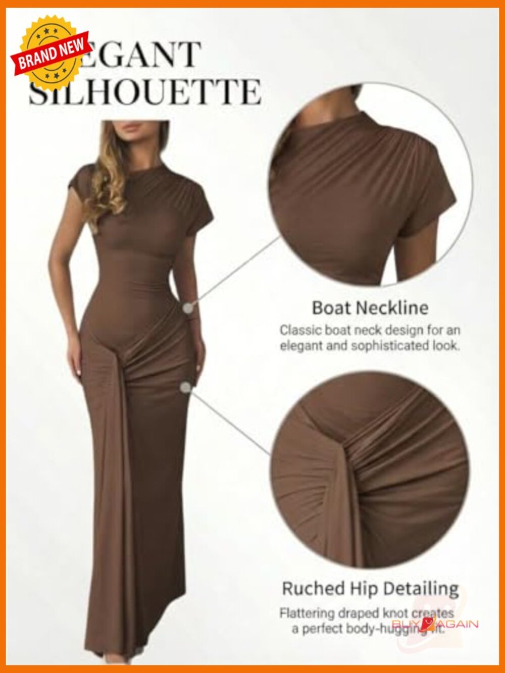 Bodycon Maxi Dress Mock Neck Lace Up Bandage Ruched Short Sleeve Cocktail Dress - Picture 4 of 7